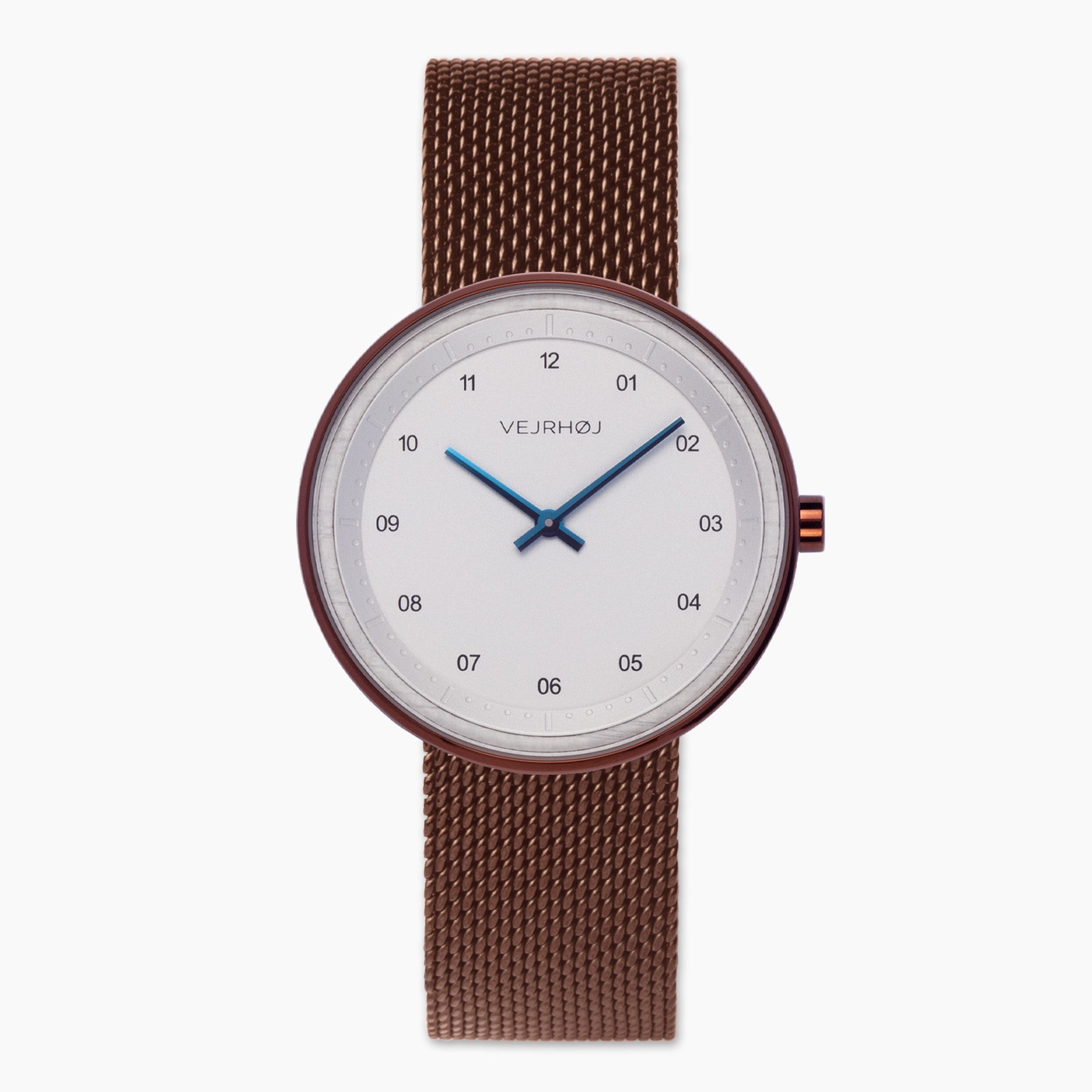 【ARCTIC mesh】メンズ腕時計、白い文字盤にブロンズ色のケースとメッシュバンド