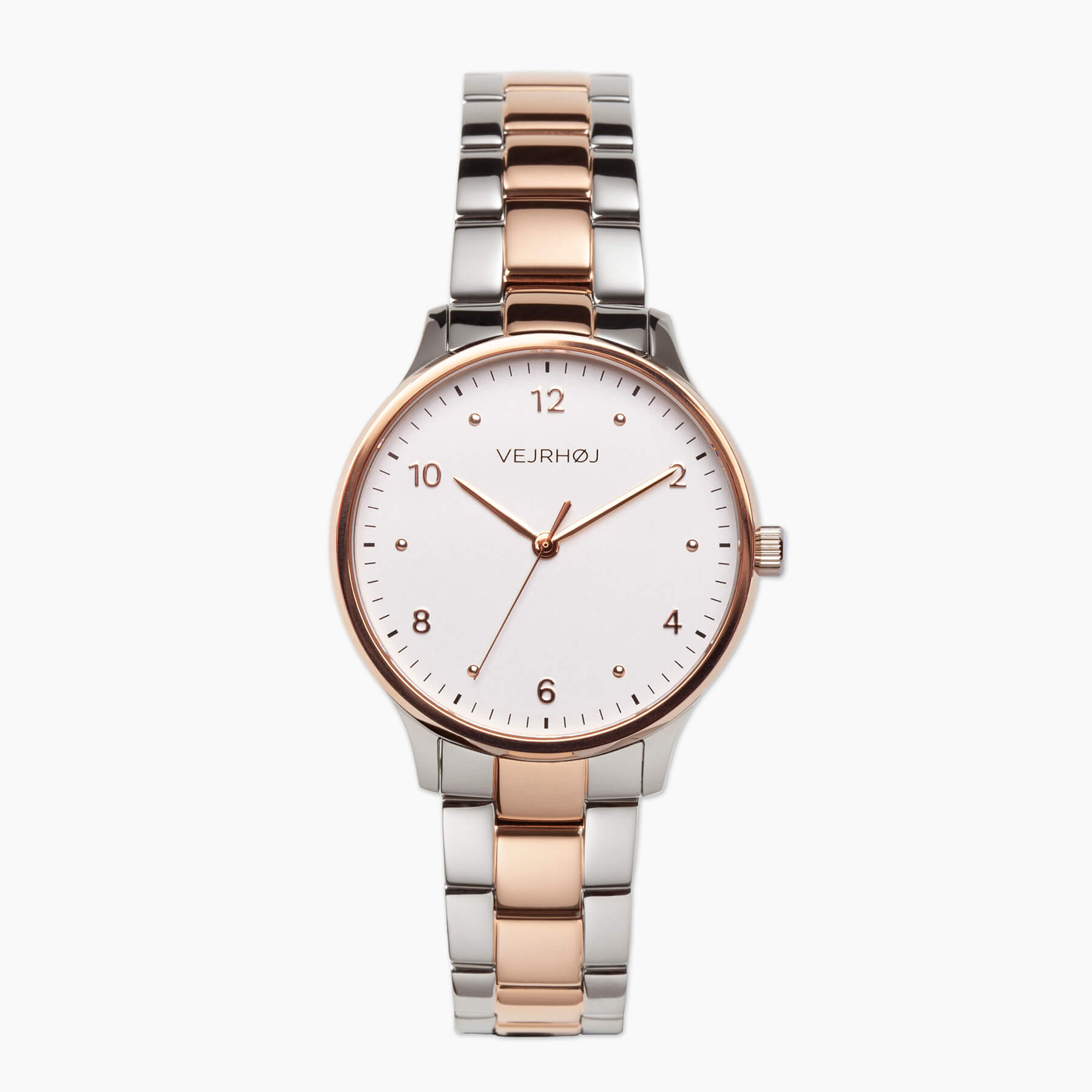 ヴェアホイのPetite Royal Rose、ホワイトダイヤルとローズゴールド×シルバーのツートーンブレスレットが美しいレディースウォッチ