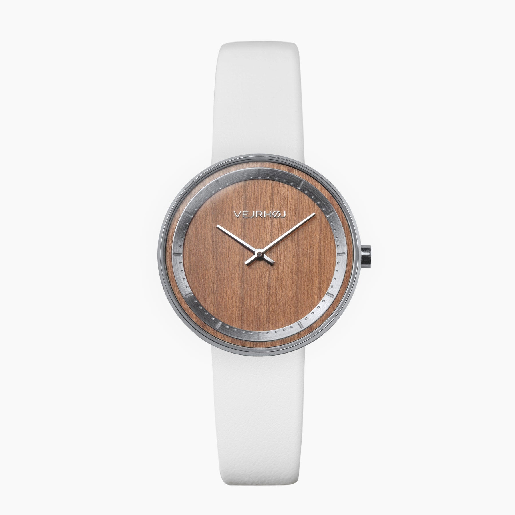 桜の木とステンレススチールできたヴェアホイのレディース木製腕時計Petite|SAKURA|white