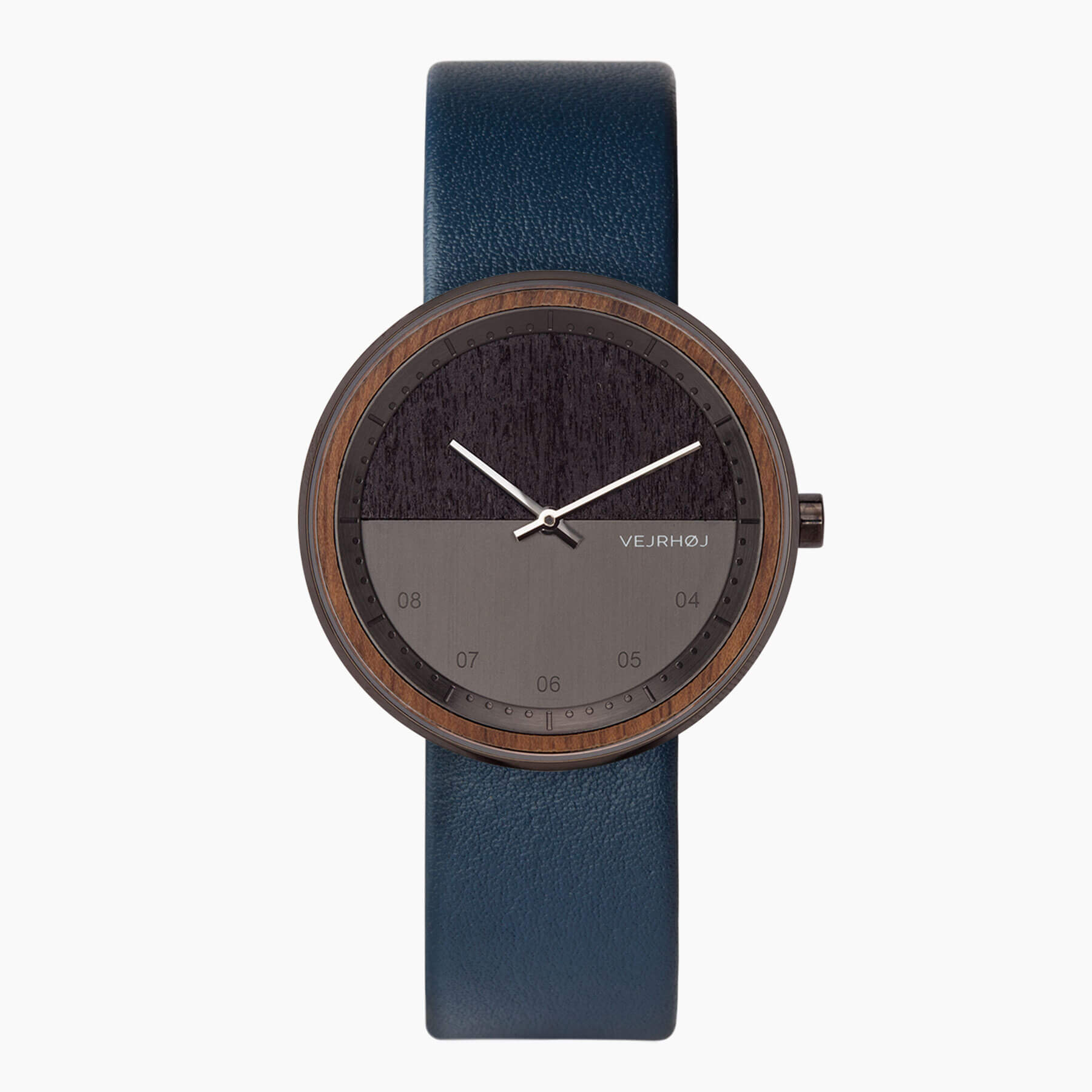 VEJRHØJ (ヴェアホイ) 北欧デザインの木製腕時計 - The NIGHT / 正面図  Edit alt text